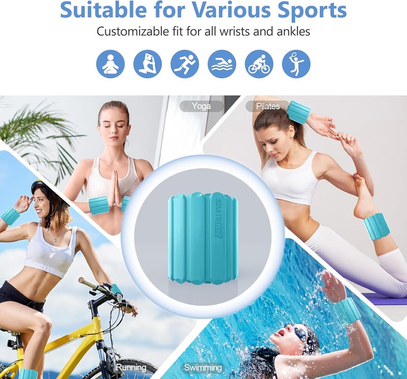 SDATEKIT Wrist and Ankle Weights for Women & Men 2 Pack (1lb Each), Adjustable Silicone Weighted Bracelet for Pilates, Gym, Yoga, Cardio & Strength Training, Bala-Style Bangles Slip-Free Design - Image 3